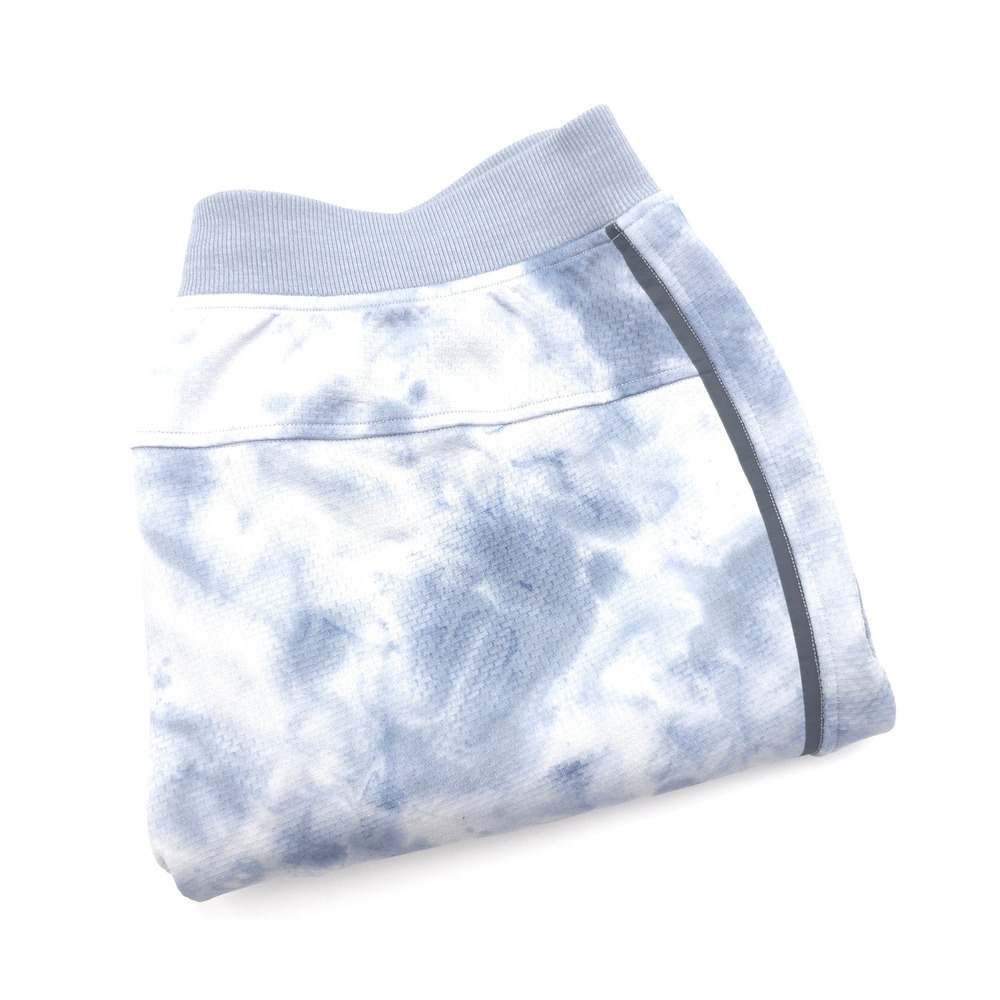 Lululemon Men Medium Blue White Tie Dye At Ease Jogger Sweatpants LM5ANUS Stripe